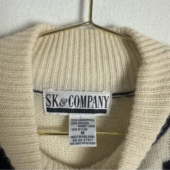 Vintage Sk&Company Lambswool Angora Blend Houndstooth Sweater Size M - Picture 3 of 4